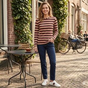 Scotch & Soda R’belle Metallic Striped Long Sleeve Top Size 14 (M) Crew Neck